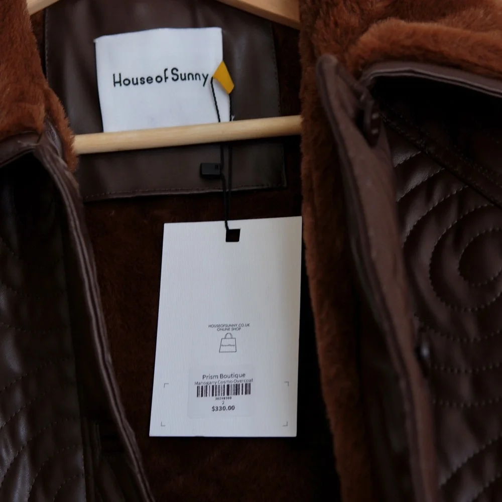 NWT House of Sunny Cosmo Overcoat in Mahogany Brown Size 2 - Picture 8 of 10